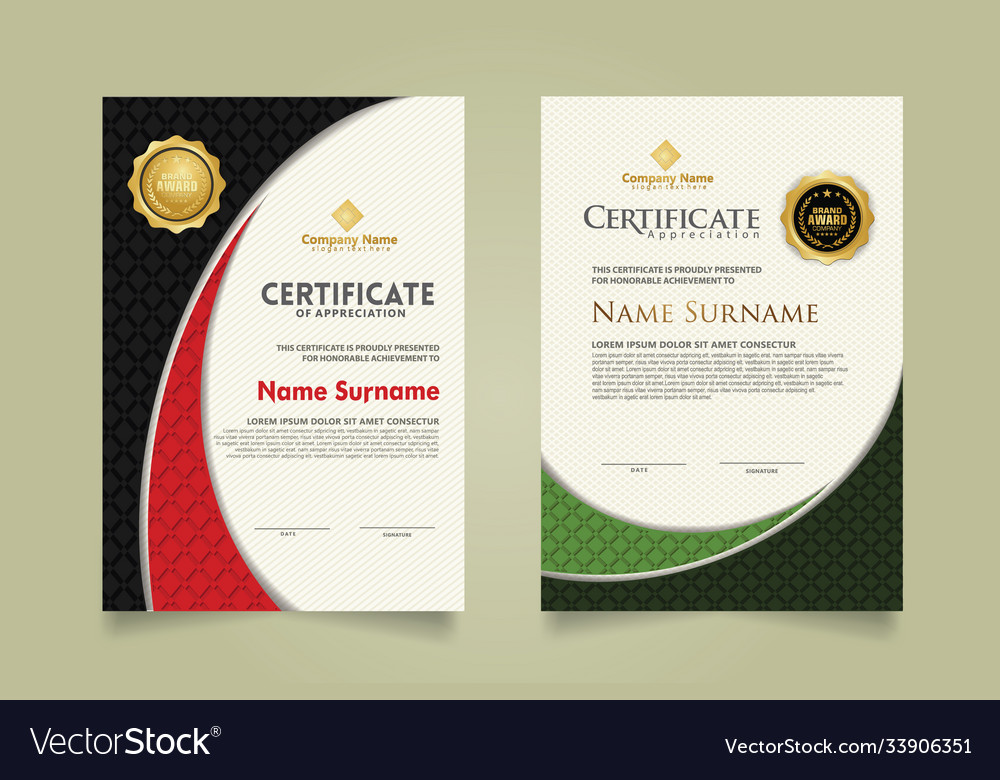 Set modern certificate template with realistic vector image Set modern certificate template with realistic