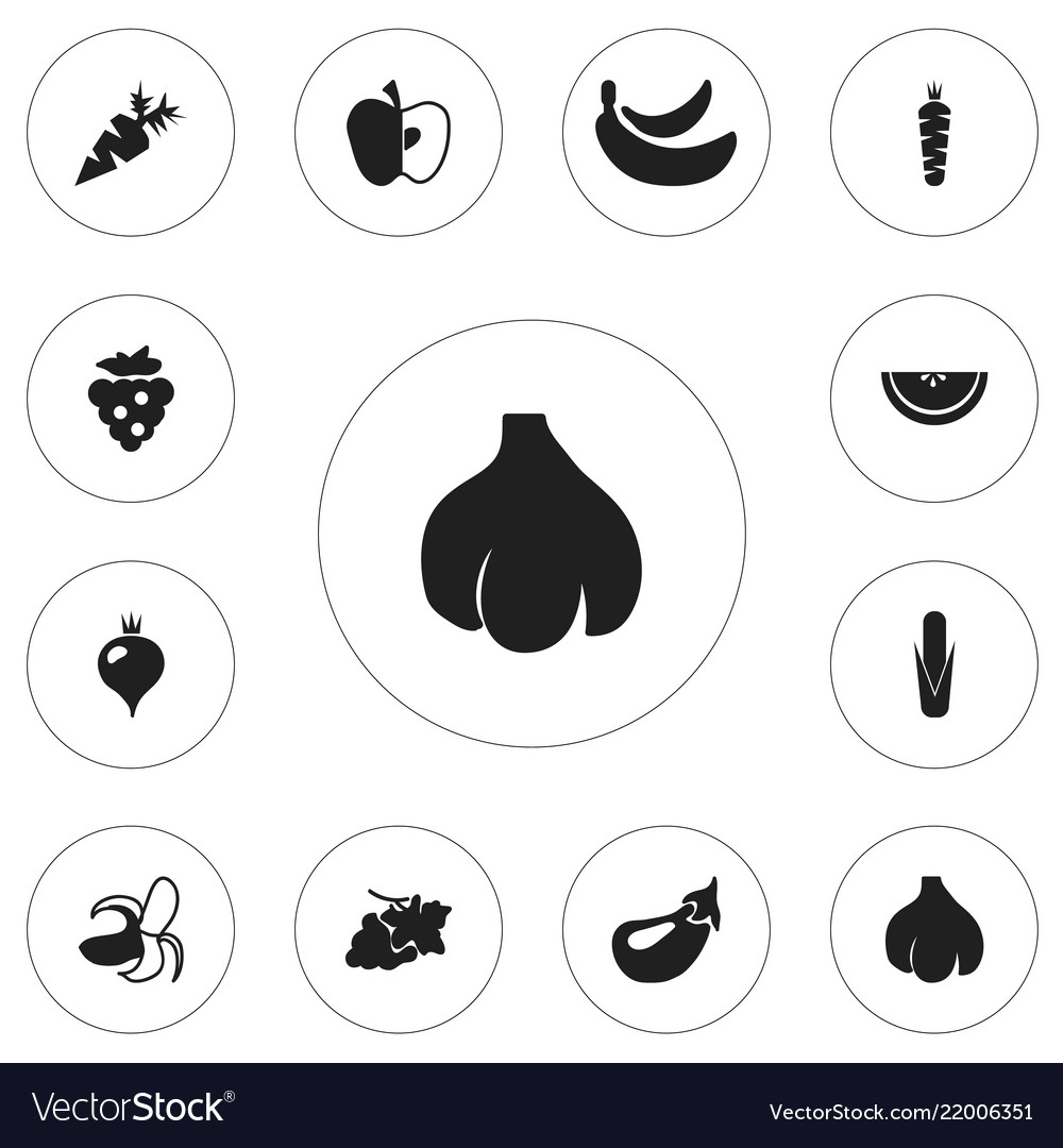 set of 12 editable fruits icons includes symbols vector image