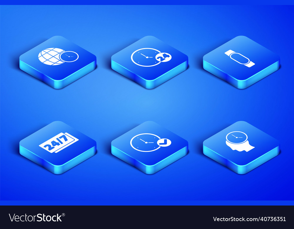 Set time management world time clock 24 hours Vector Image