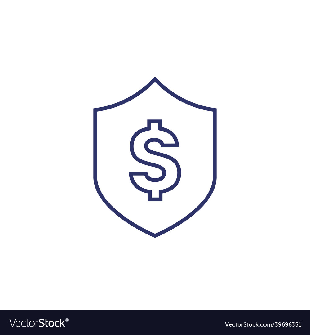 Shield with dollar icon line art