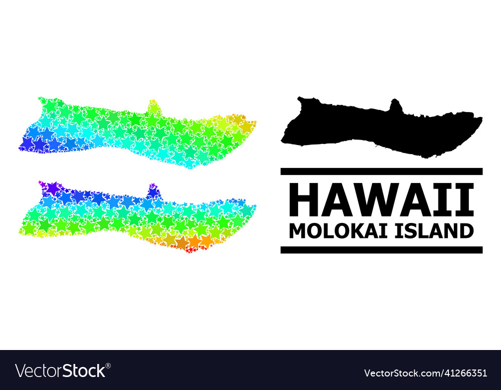 Spectrum gradient starred mosaic map of molokai