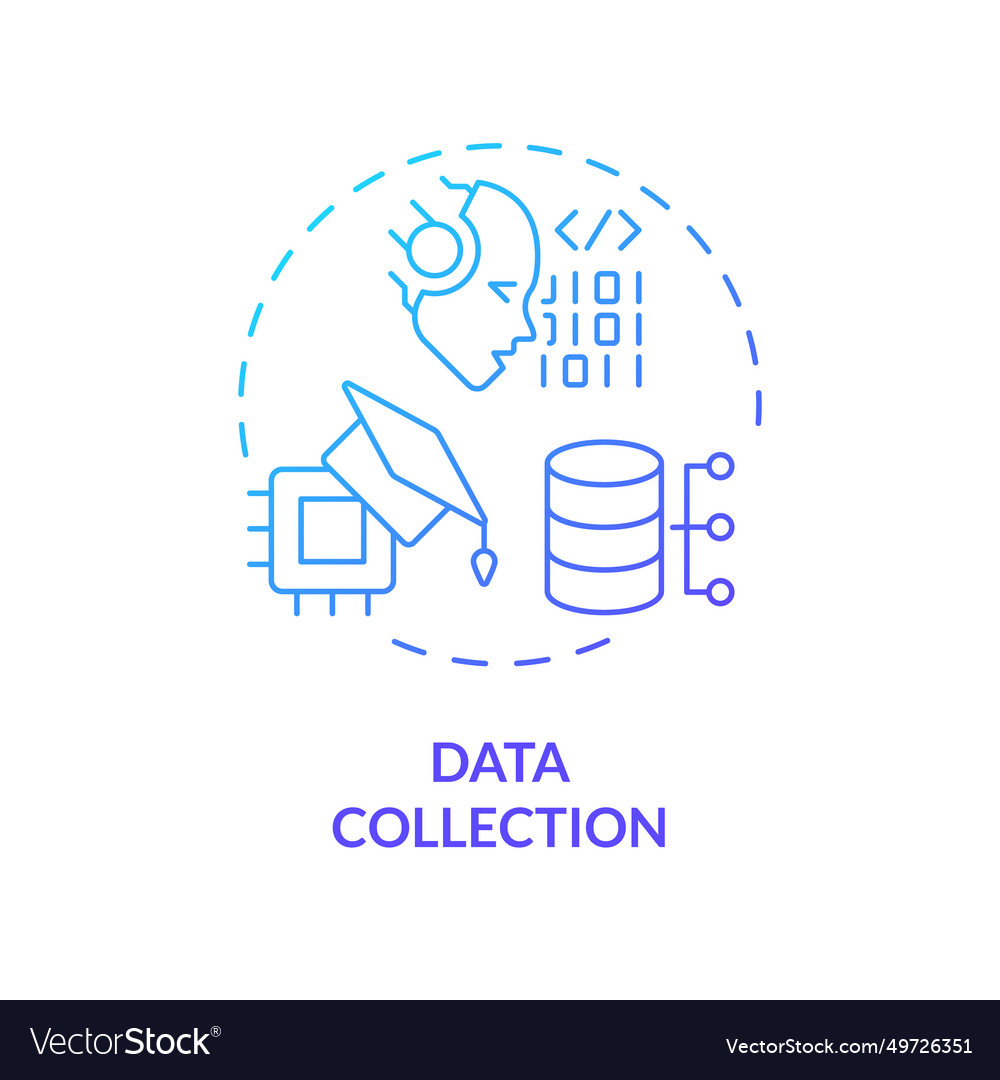 Thin line simple gradient data collection icon vector image Thin line simple gradient data collection icon