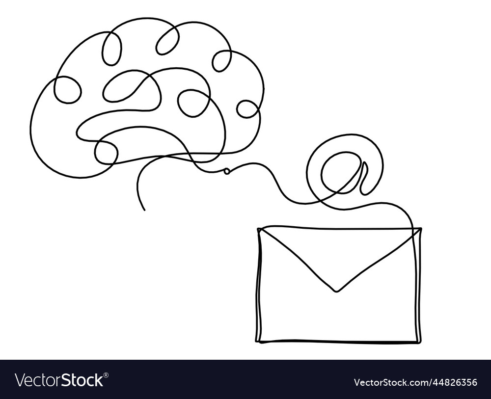 Abstract paper envelope with brain as line