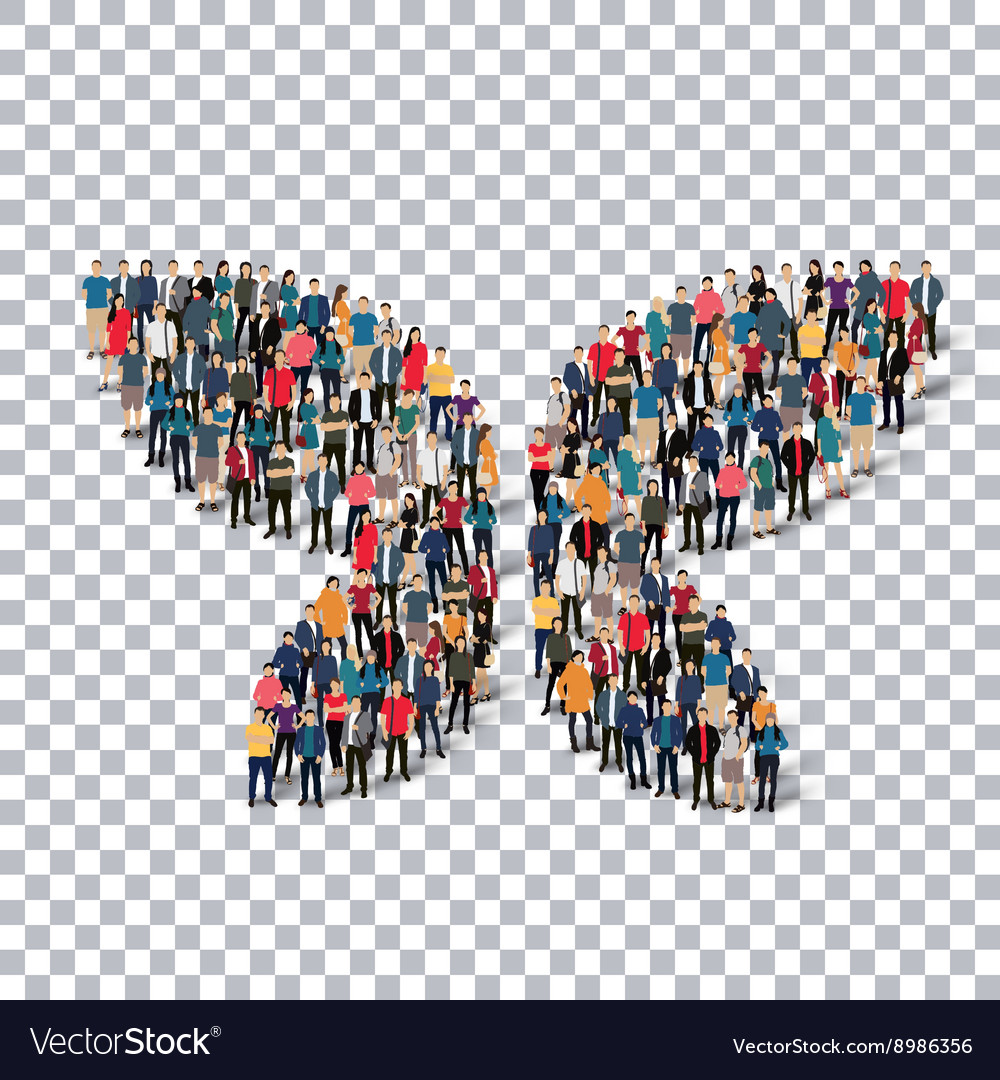 Butterfly isometric people 3d Royalty Free Vector Image