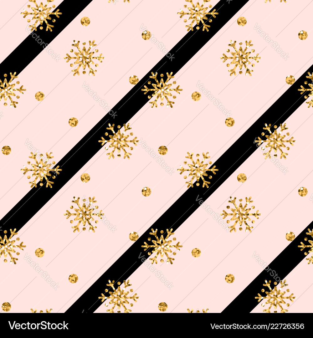 Christmas gold snowflake seamless pattern golden Vector Image