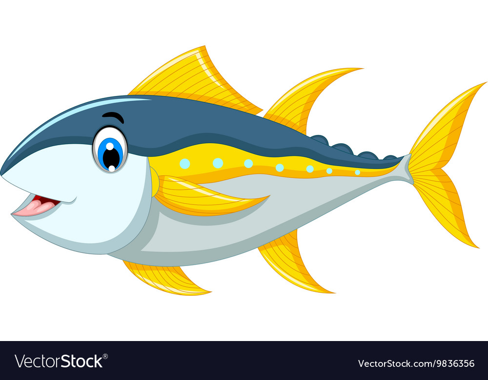 Cute tuna fish cartoon Royalty Free Vector Image