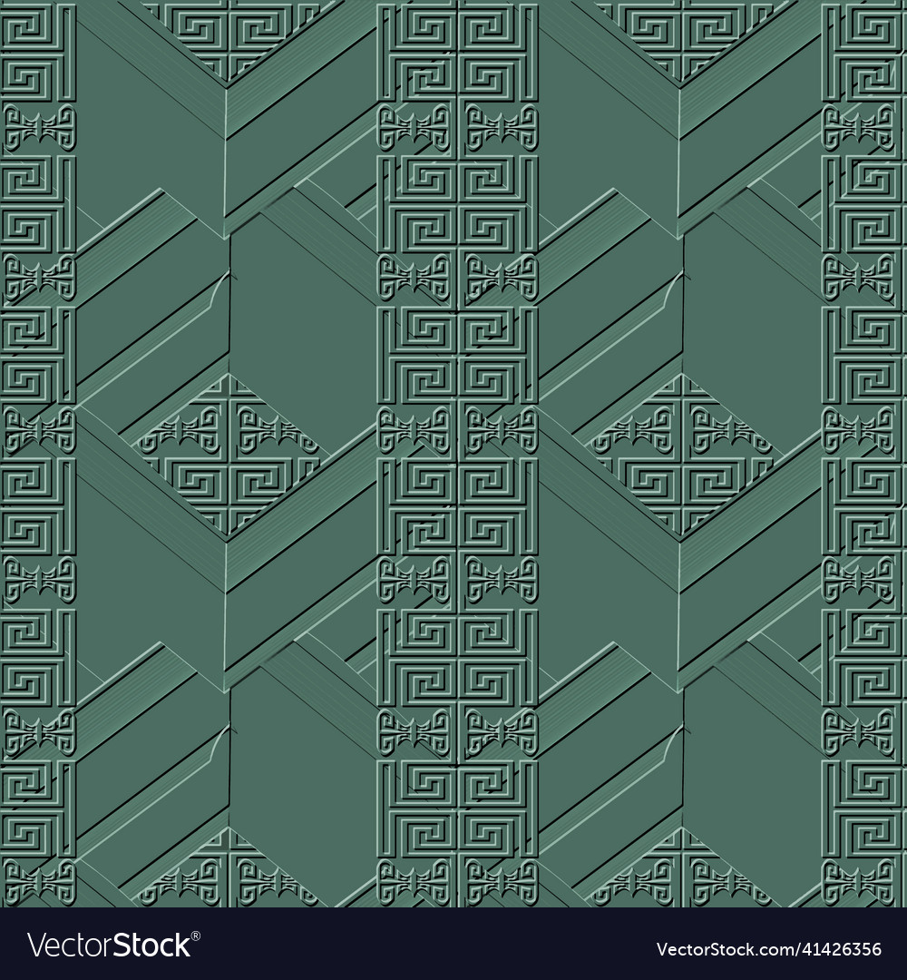 Emboss borders 3d seamless pattern embossed green