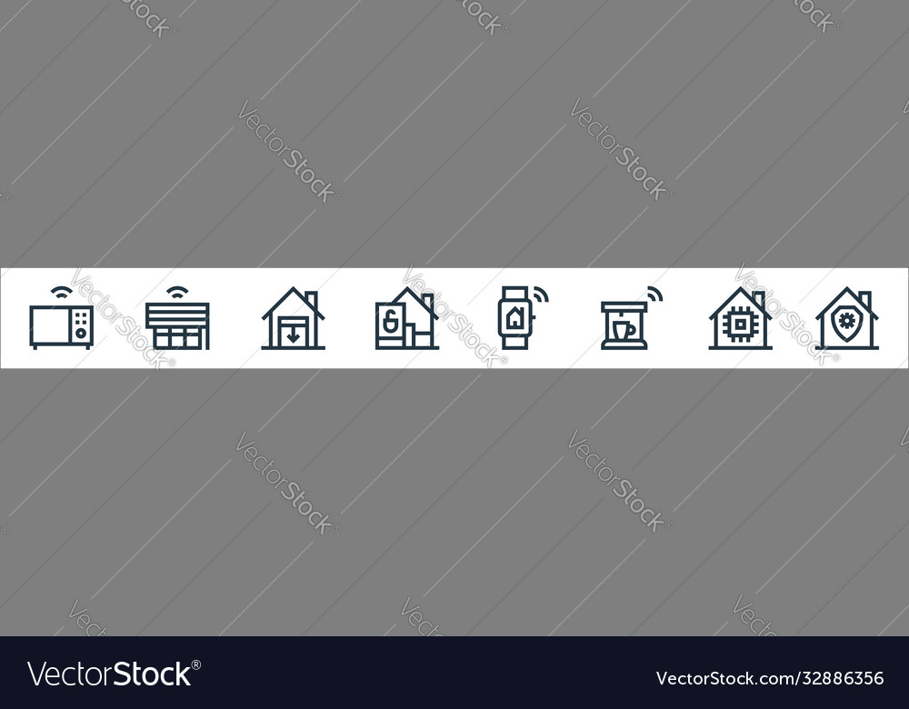 Flat smarthome line icons linear set quality vector image Flat smarthome line icons linear set quality