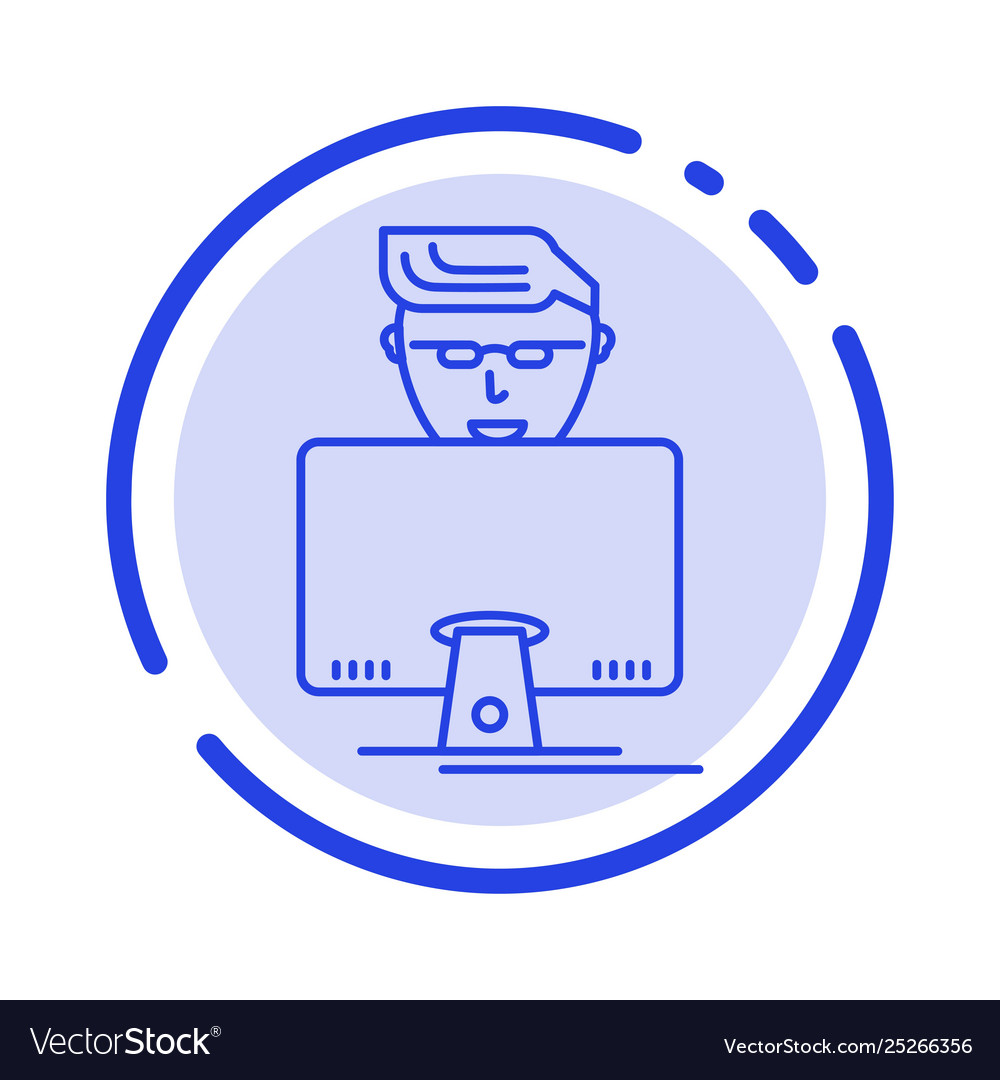 Hacker user gamer programmer blue dotted line vector image Hacker user gamer programmer blue dotted line
