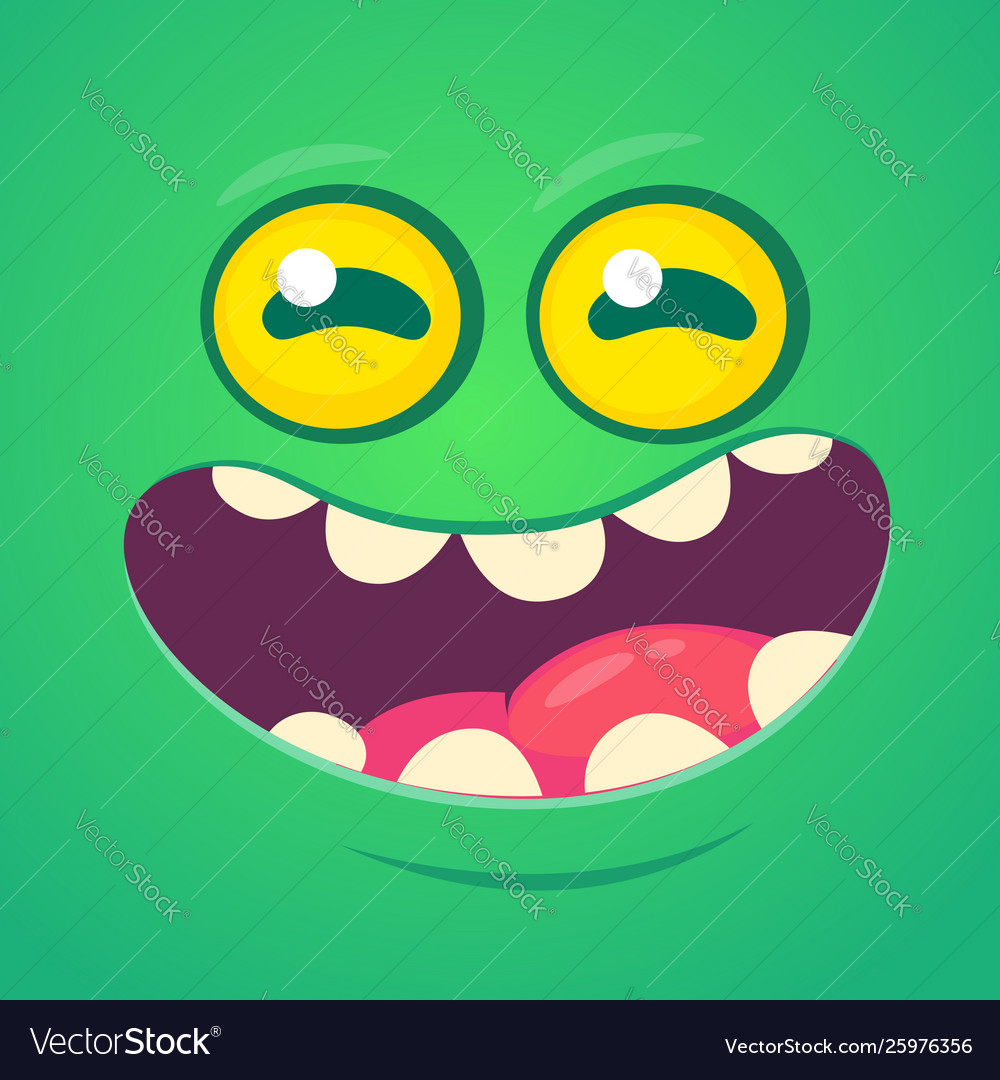 Happy cool cartoon monster face