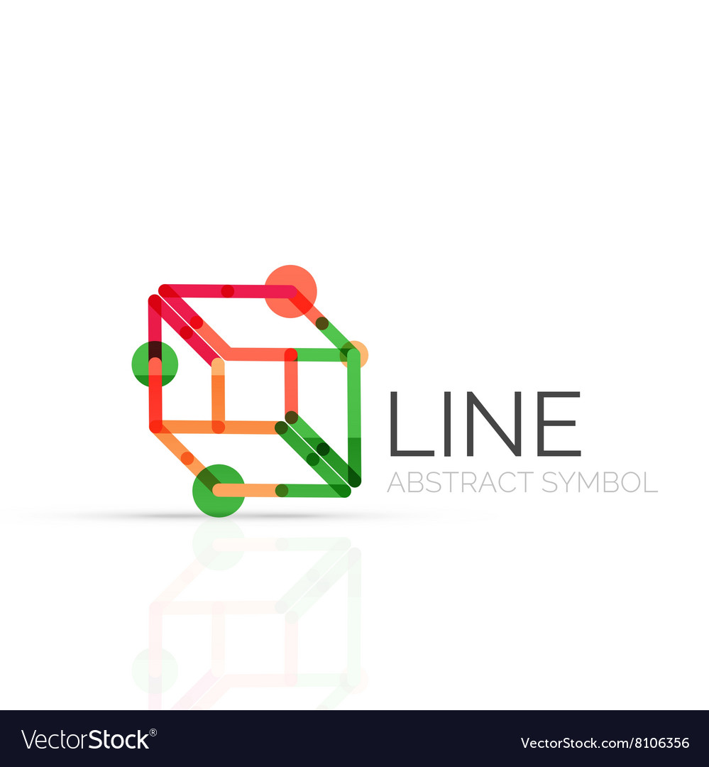 Linear abstract logo connected multicolored