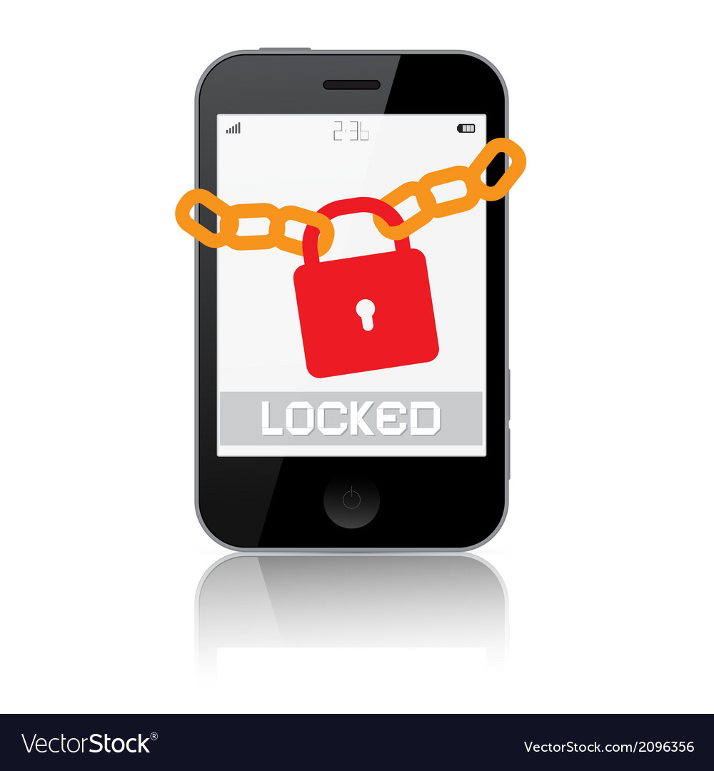 Locked smartphone isolated on white background