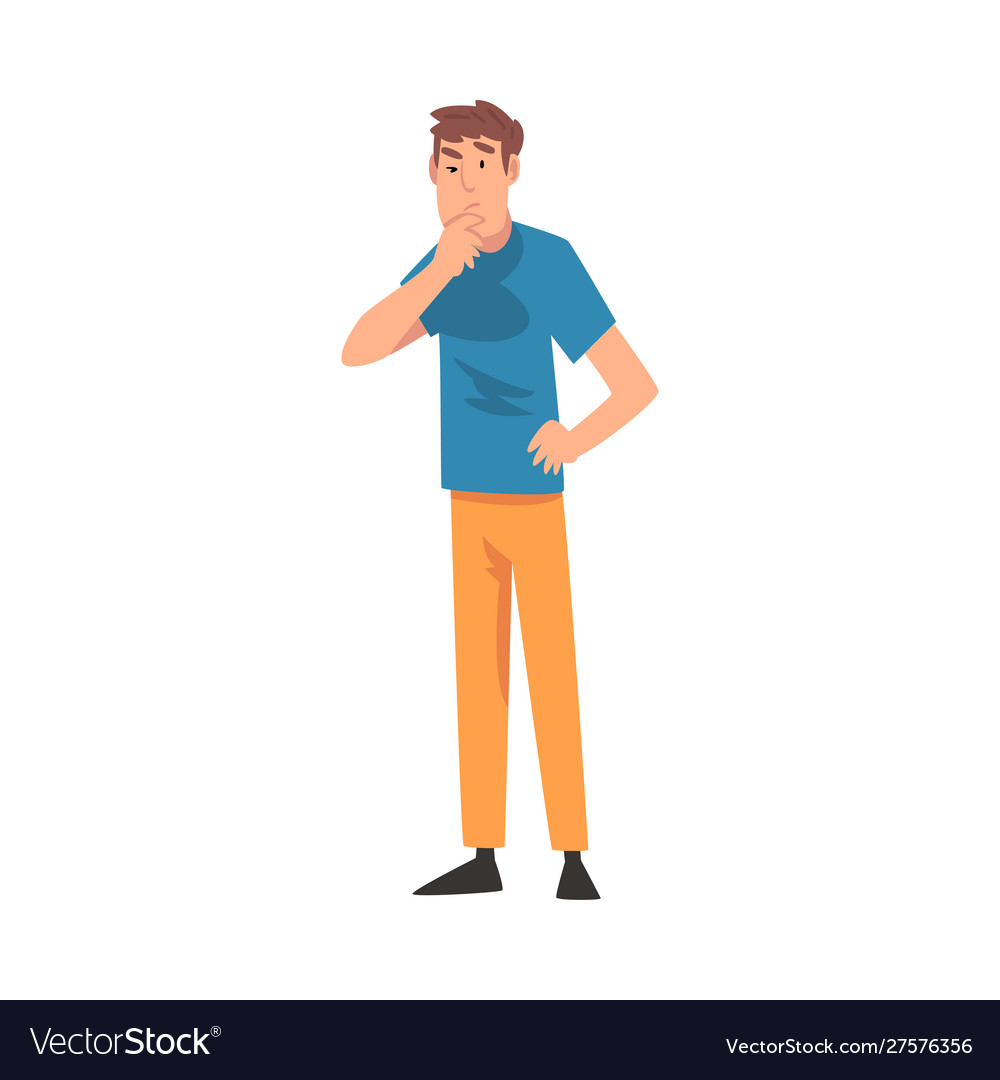 Man thinks about something cartoon Royalty Free Vector Image