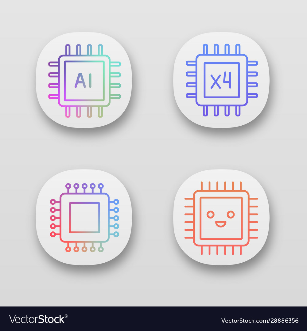 Processors app icons set vector image Processors app icons set