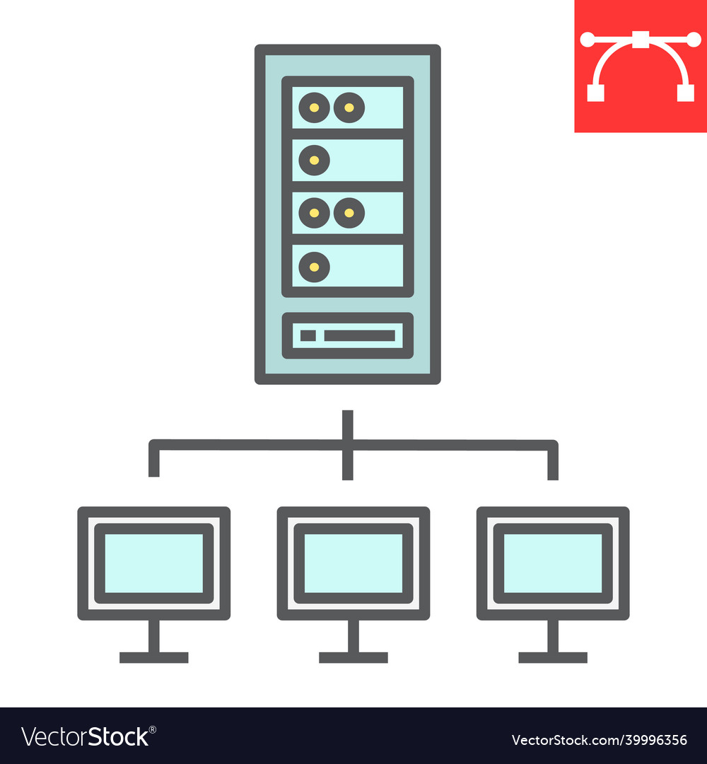 Server network color line icon