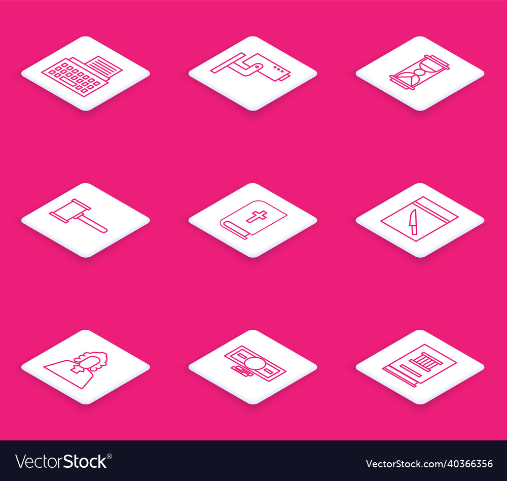 Set line retro typewriter security camera old vector image Set line retro typewriter security camera old
