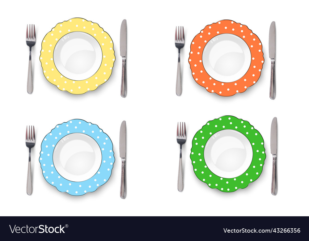 Set of color plates with figured edges vector image Set of color plates with figured edges