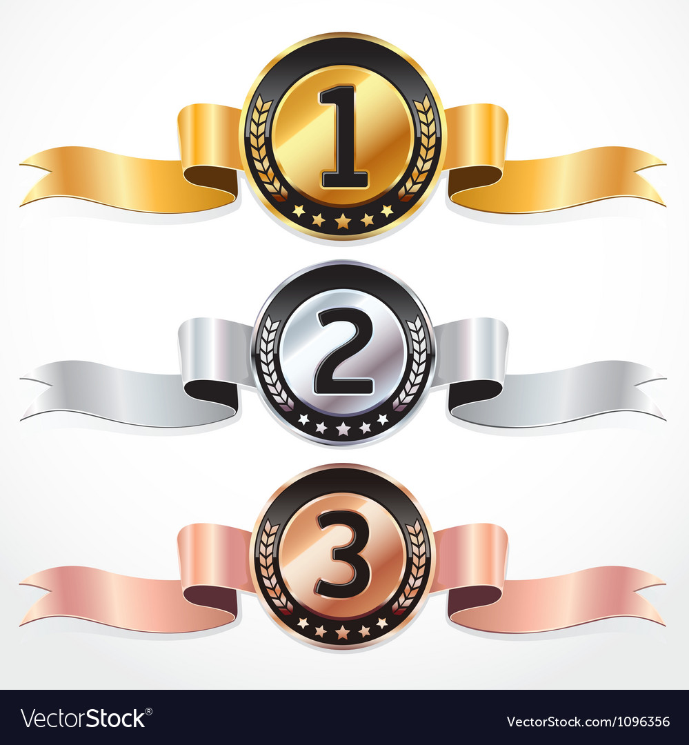 Set Of Medal Numbers With Ribbon Royalty Free Vector Image