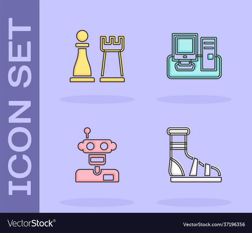 Set slippers with socks chess robot and monitor vector image Set slippers with socks chess robot and monitor