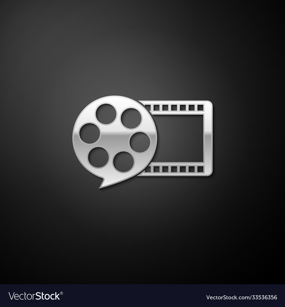 Silver film reel and play video movie icon