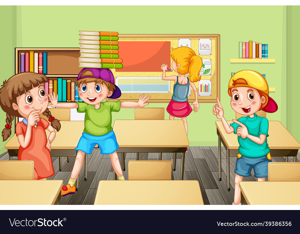 Students spending time during break Royalty Free Vector