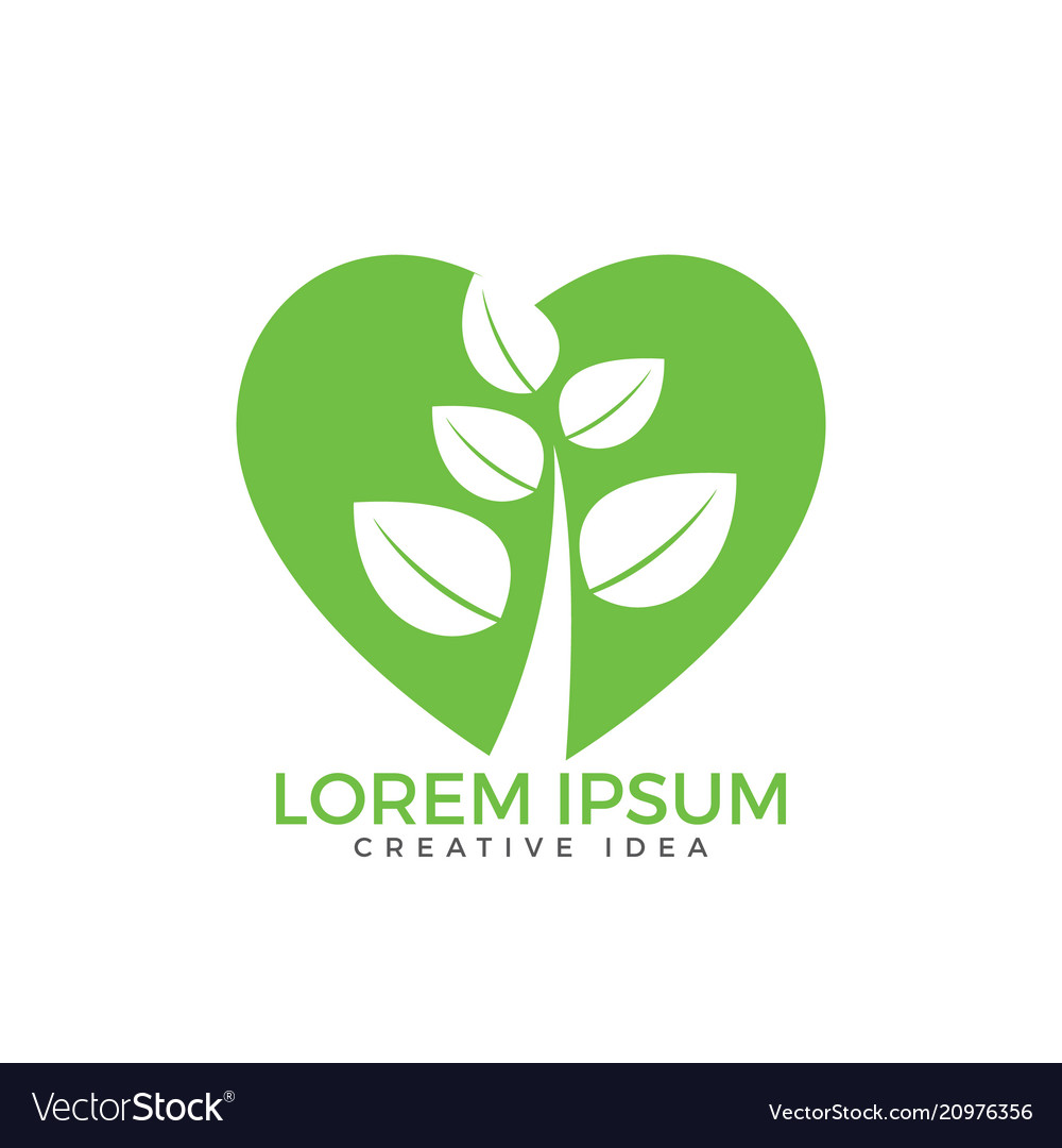Tree heart logo design Vector Image Tree heart logo design