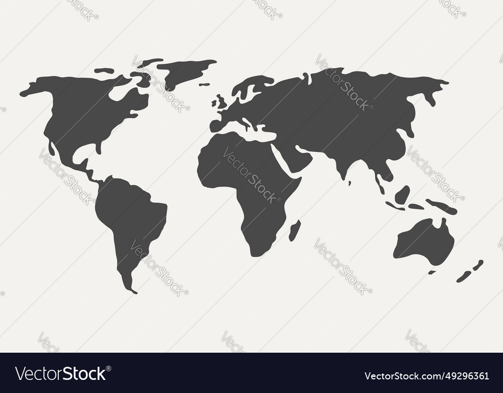 Black Gray Silhouette Of Simple Stylized World Map Black Gray Silhouette Of Simple Stylized World Map Vector 49296361