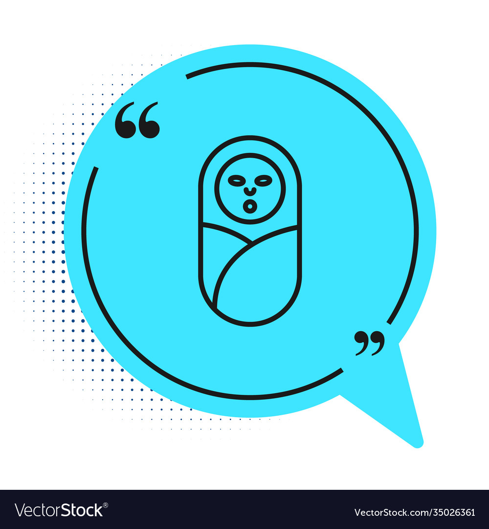 Schwarze Linie neugeborenes Baby Säuglingsschwaded vector image Schwarze Linie neugeborenes Baby Säuglingsschwaded