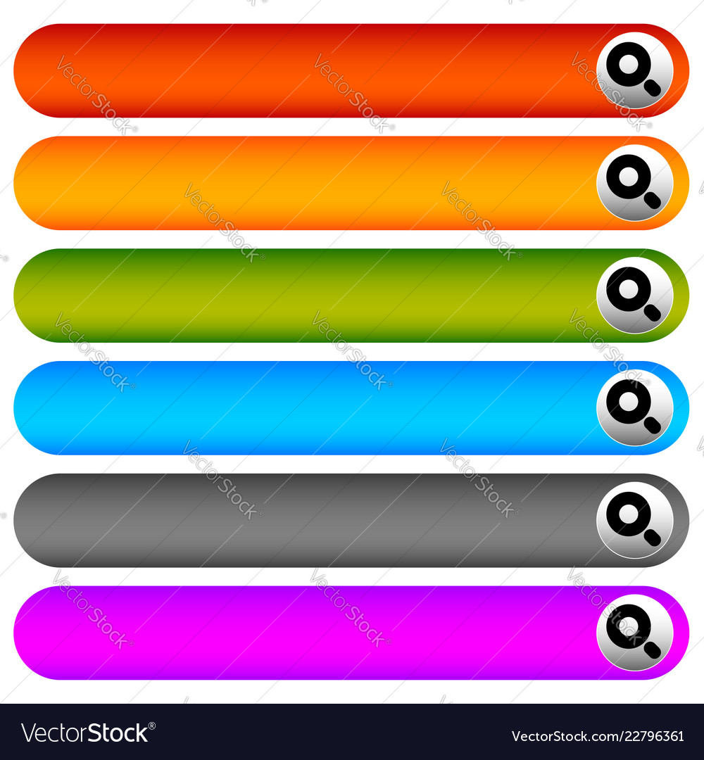 Blank horizontal button templates with magnifier