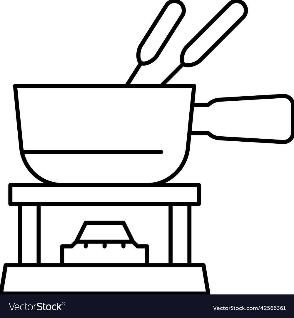 Ceramic fondue maker line icon Royalty Free Vector Image