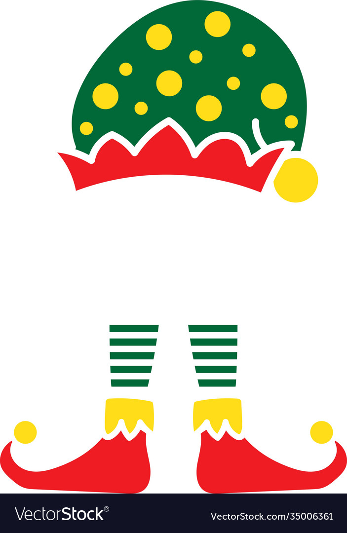 Christmas elf green hat isolated Royalty Free Vector Image