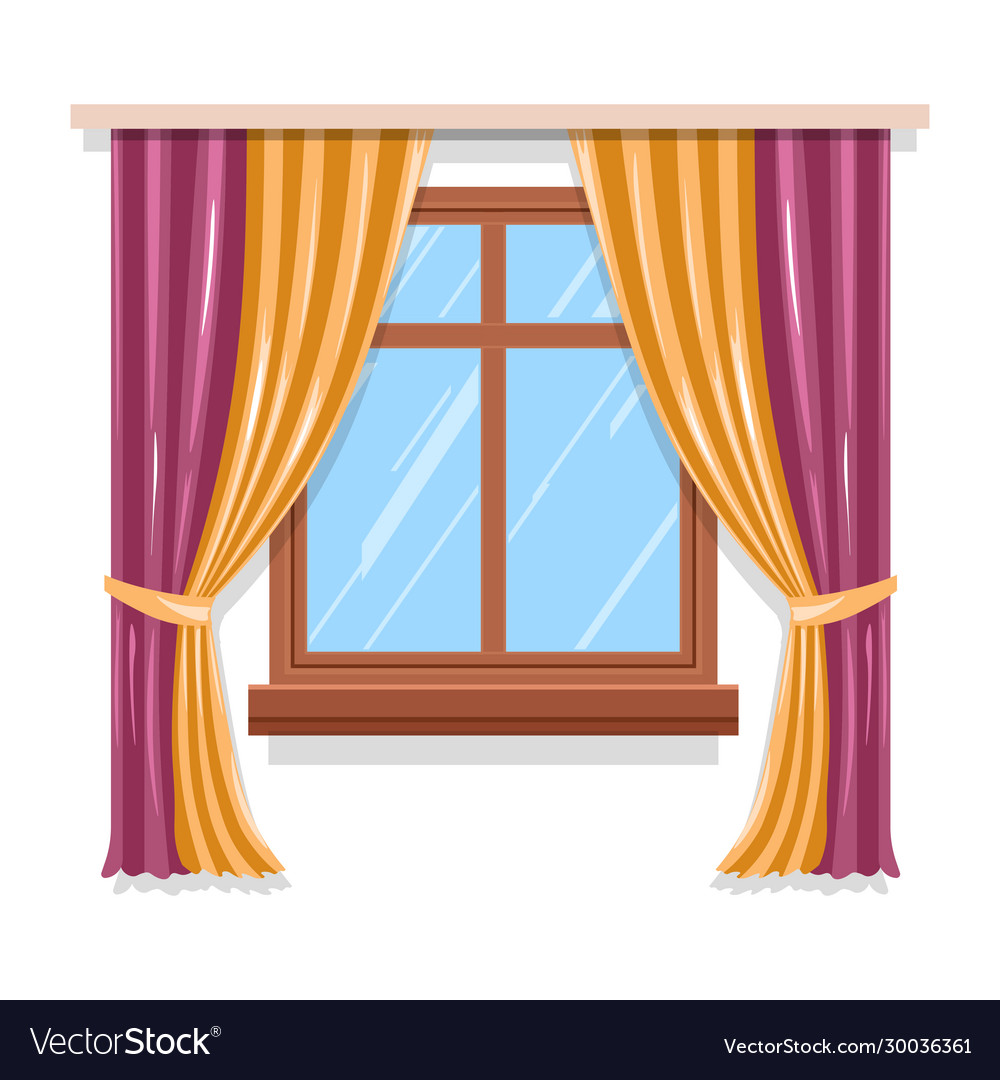 Curtains on window isolated icon blinds or Vector Image