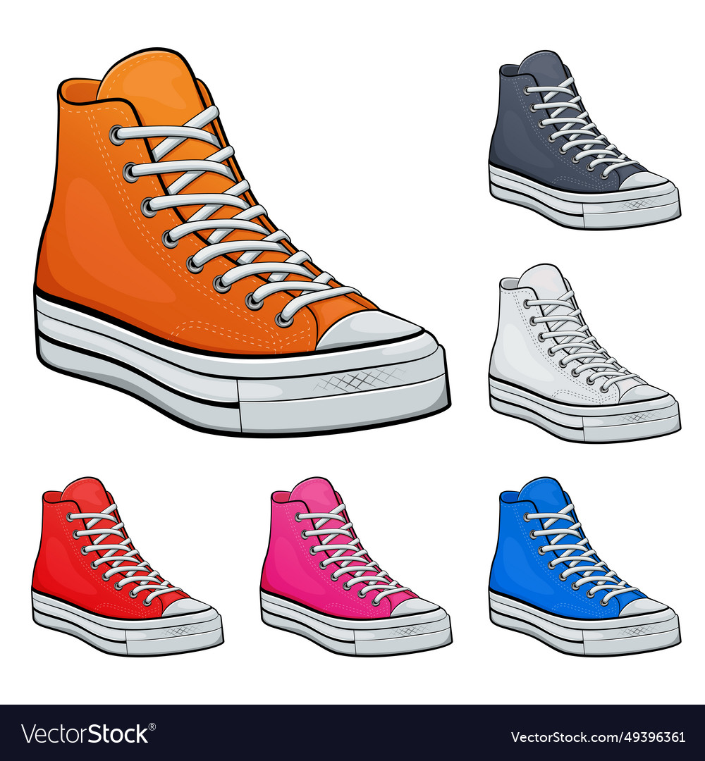 Fashion shoes set isolated cartoon