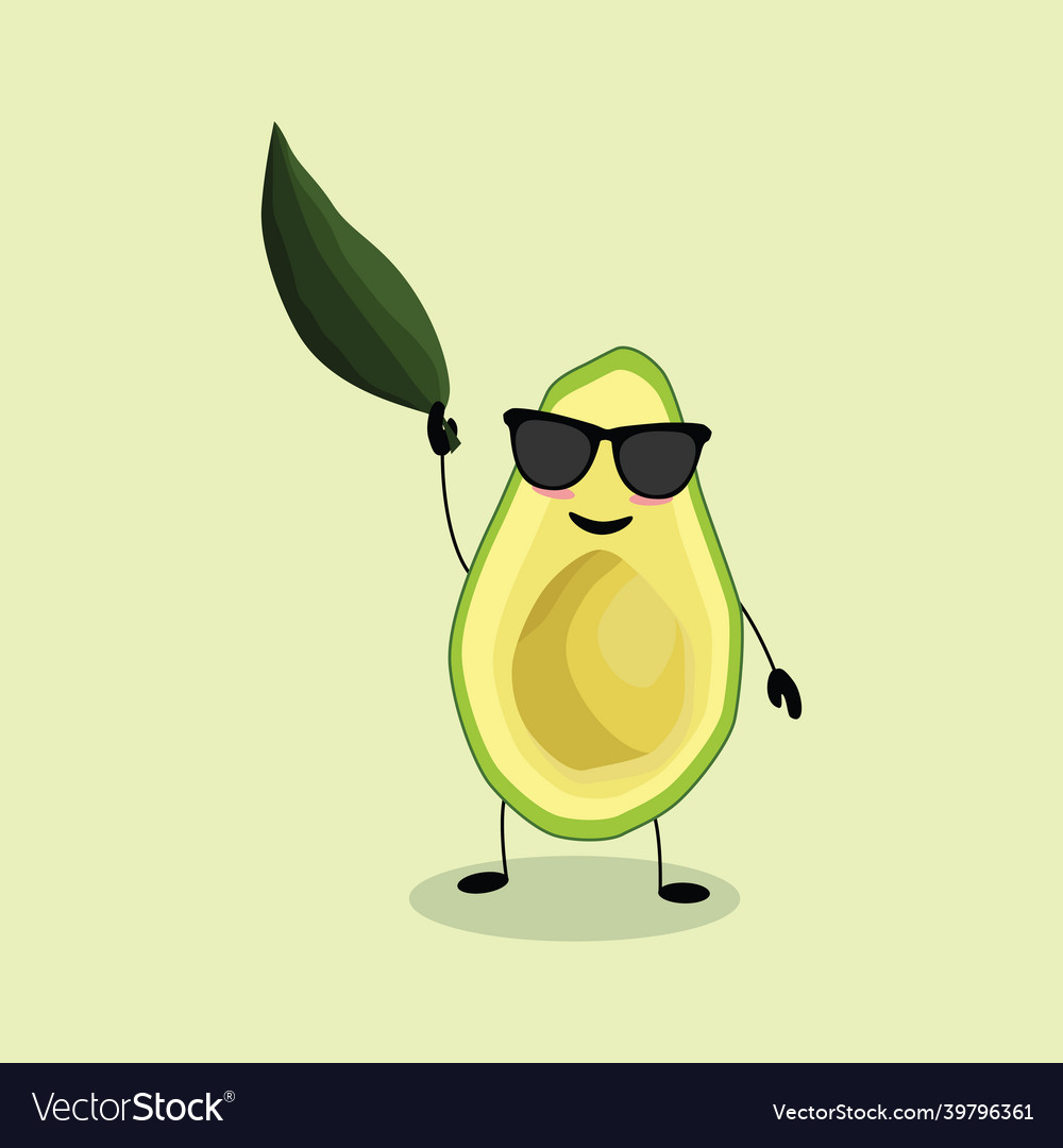 Happy half of an avocado in sunglasses