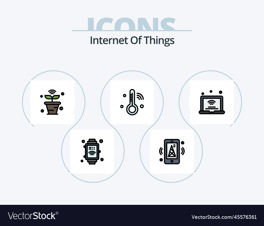 Internet der Dinge Linie gefüllt Icon Pack 5