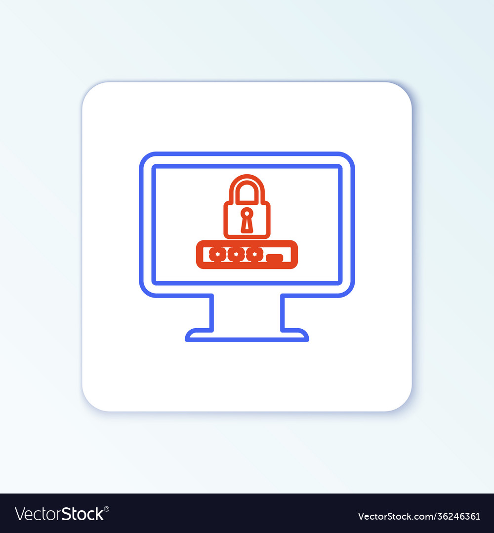 Line monitor with password notification and lock vector image Line monitor with password notification and lock