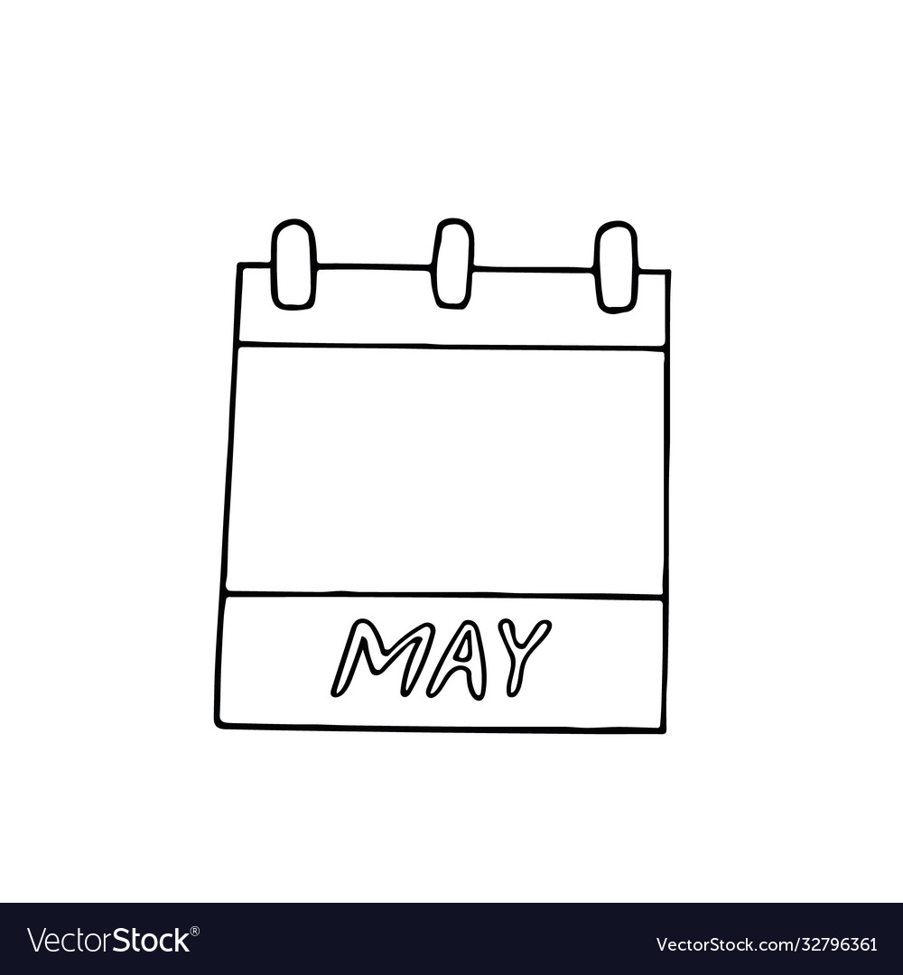 may-month-calendar-page-hand-drawn-in-doodle-vector-image