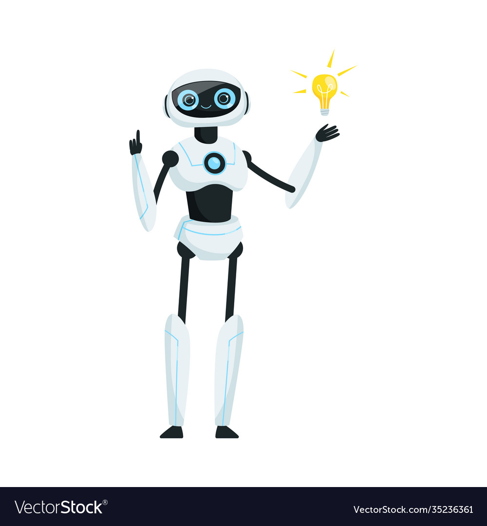 Modern robot as programmable machine standing Vector Image Modern robot as programmable machine standing