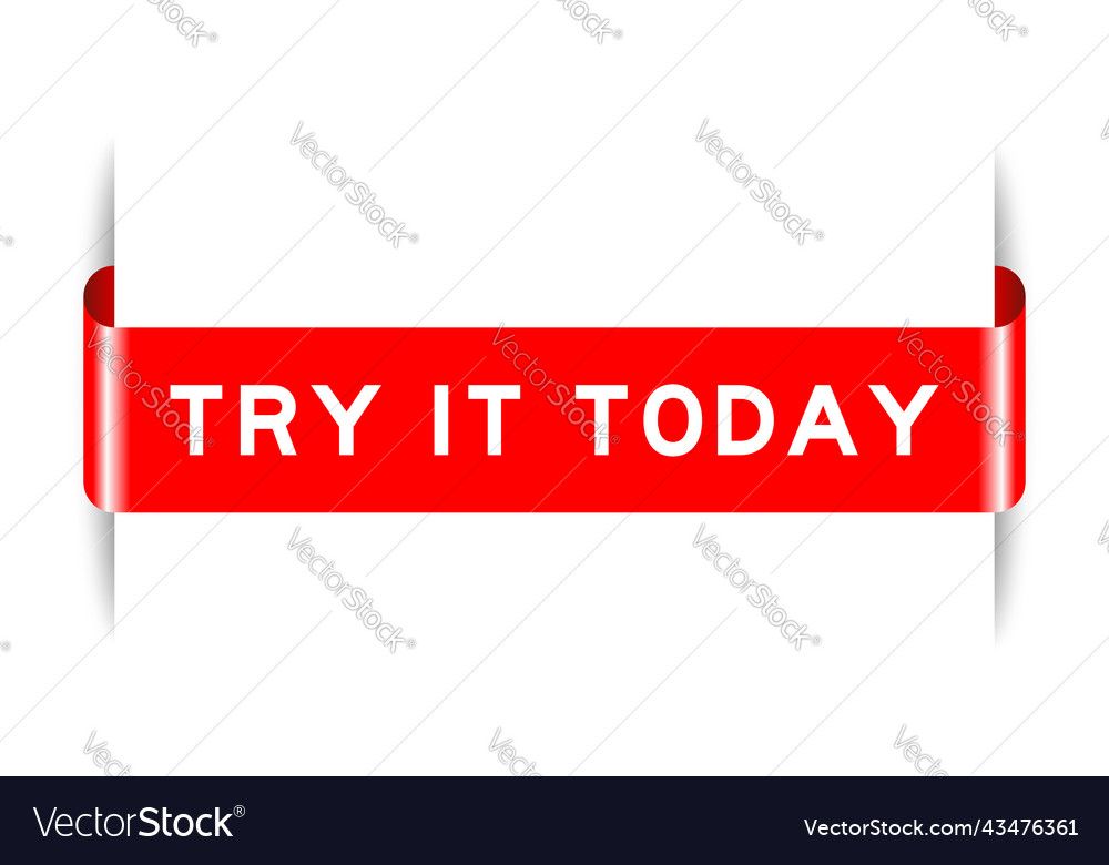 Red color inserted label banner with word try vector image Red color inserted label banner with word try