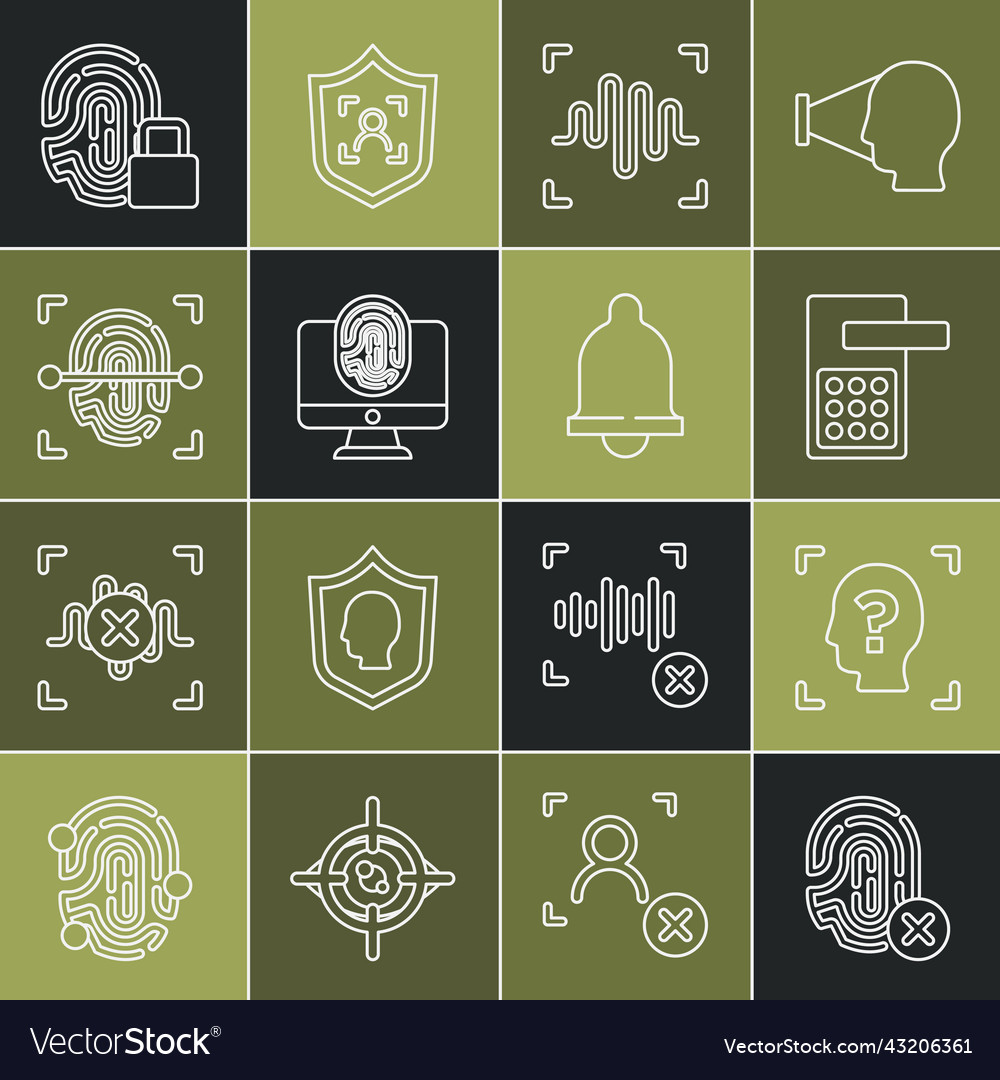Set line rejection fingerprint face recognition vector image Set line rejection fingerprint face recognition