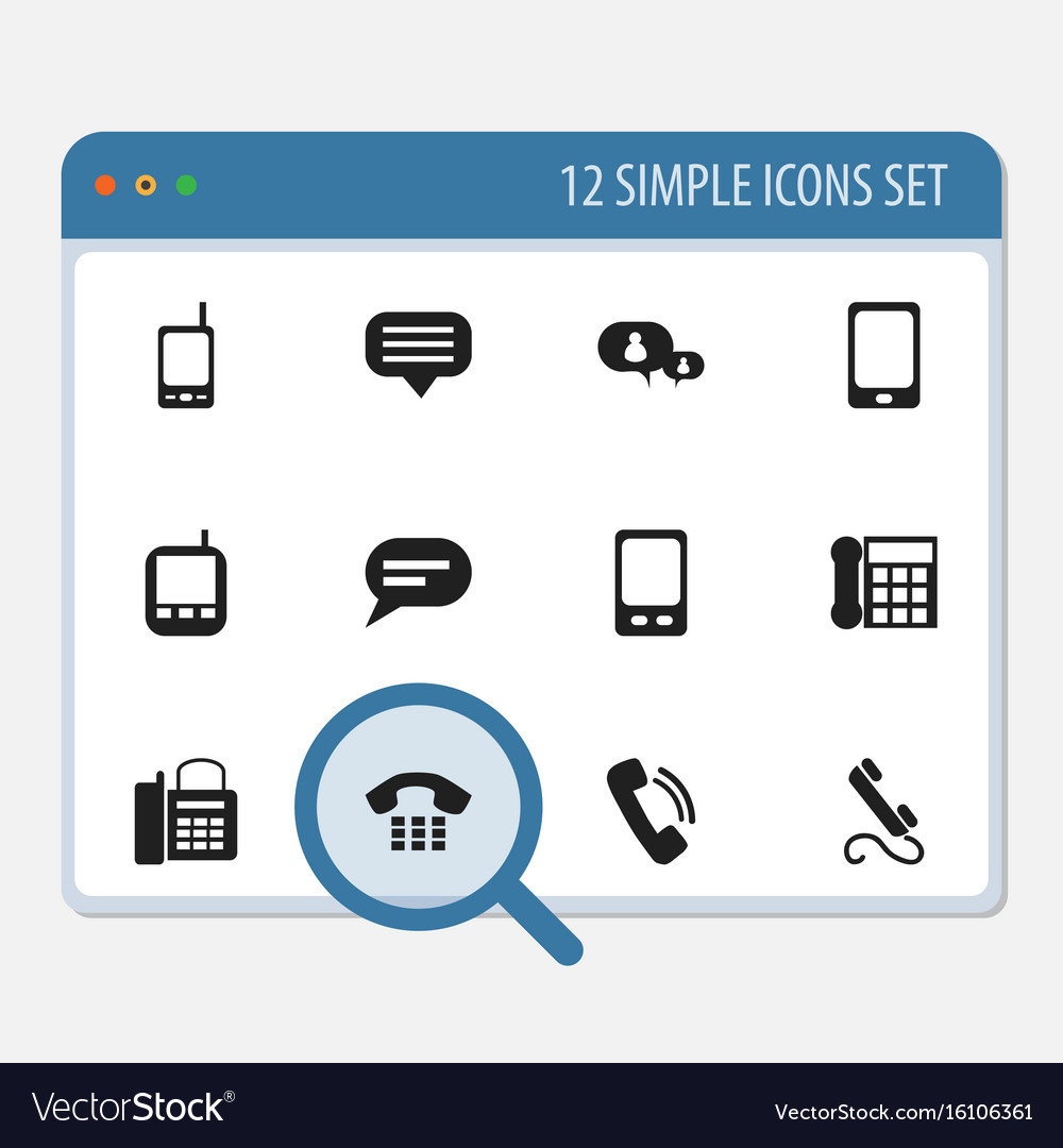 Set of 12 editable phone icons includes symbols