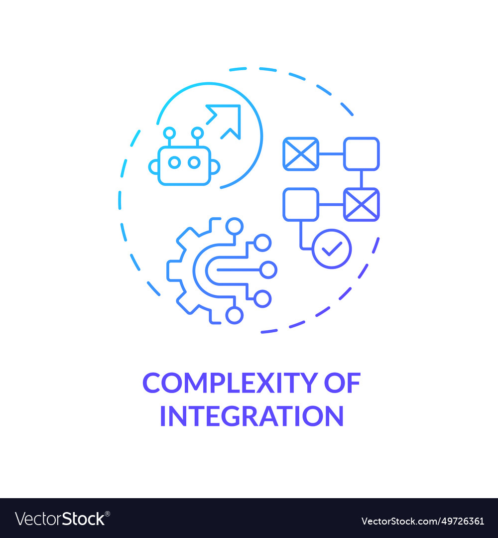 Thin line gradient complexity of integration icon vector image Thin line gradient complexity of integration icon