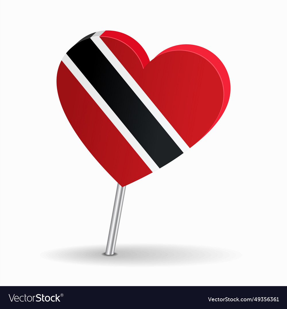 Trinidad And Tobago Flag Heart Shaped Map Pointer Vector Image 6133