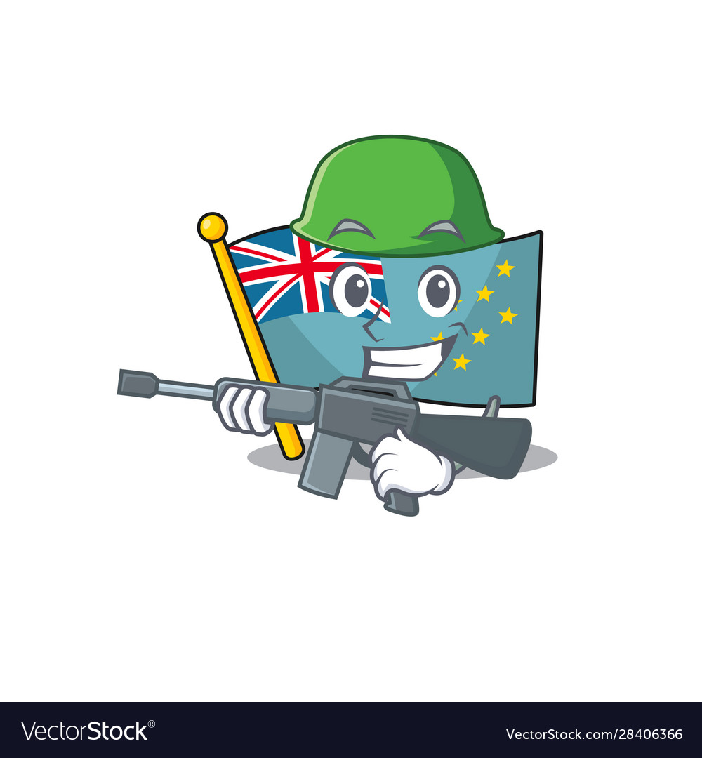 A mascot flag tuvalu scroll army with machine vector image A mascot flag tuvalu scroll army with machine