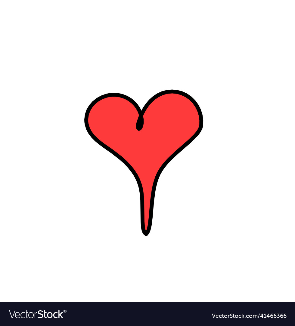 Abstract color heart as continuous line drawing