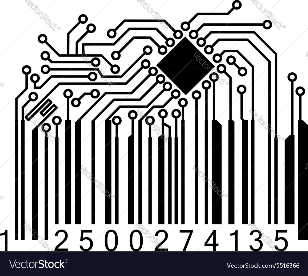 Bar code with computer chip Royalty Free Vector Image