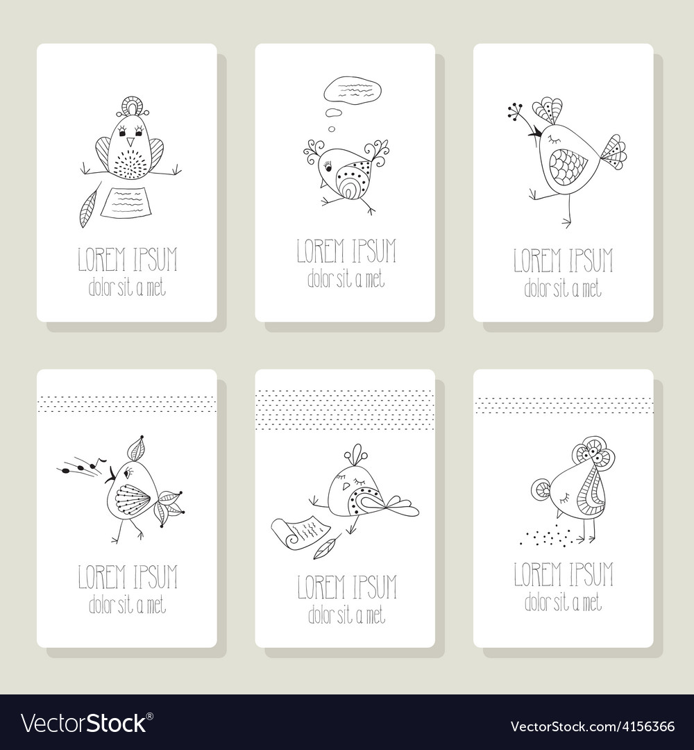 Cards with the image of birds in different actions