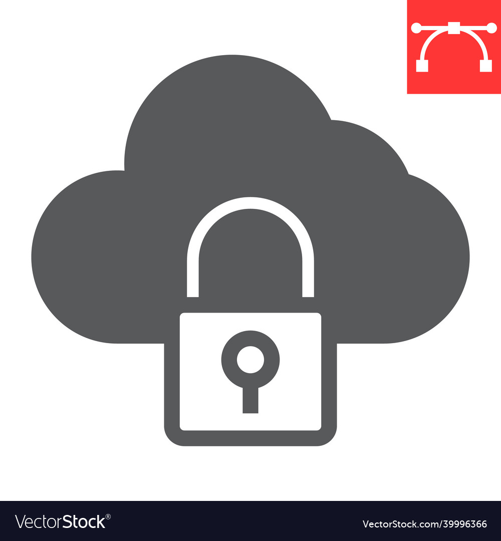 Cloud security glyph icon Vector Image Cloud security glyph icon