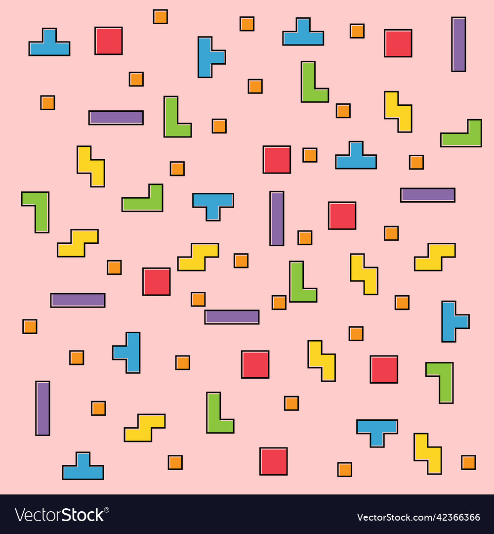 Color pixel design pattern puzzle style vector image Color pixel design pattern puzzle style