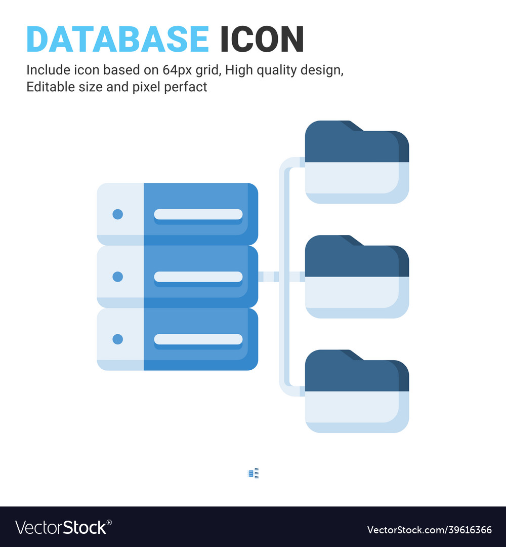 Database icon with flat color style isolated vector image Database icon with flat color style isolated